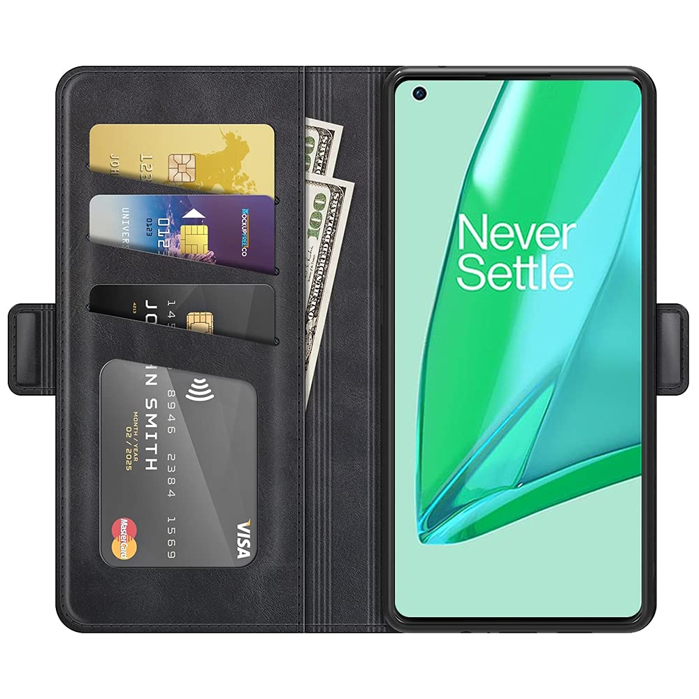 OnePlus 9 Pro Magnetic Flip Leather Case - Dual-Side Magnetic Buckle, Card Slots & Wallet Holder | Premium Phone Protector for Daily Use, Travel & Business Meetings