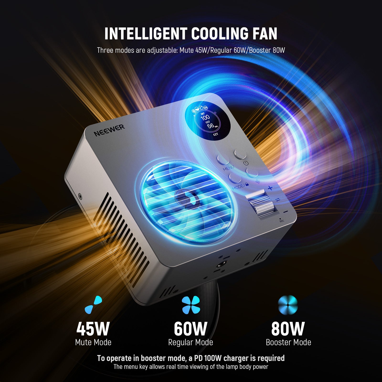 NEEWER HB80B 80W Bi-Color COB LED Video Light with Adjustable Brightness & Temperature - Perfect for YouTube, Photography, Studio Filming & Live Streaming