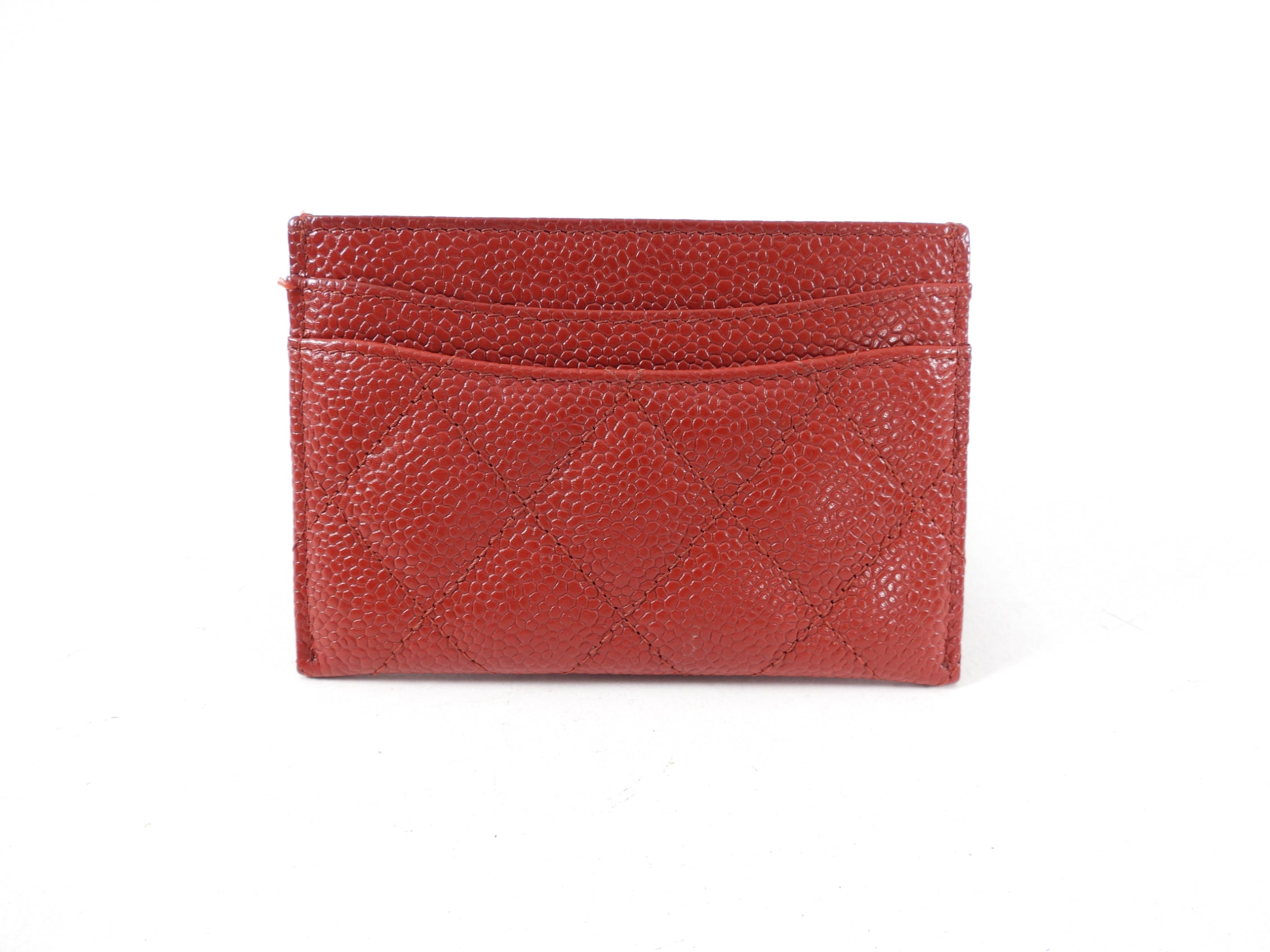 Chanel Red Classic Caviar Quilted Leather O-Card Wallet - Luxury Compact Card Holder for Everyday Use & Travel Essentials