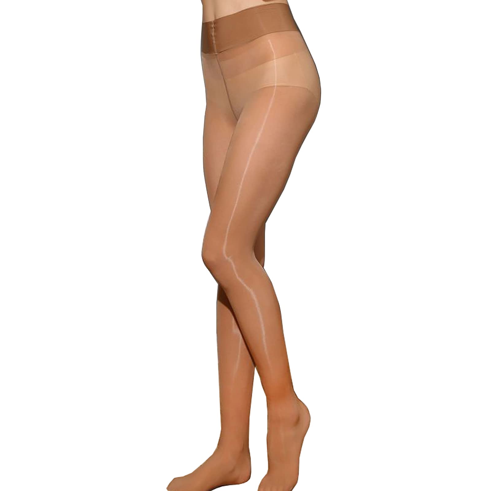HTRUIYA Women's Shiny Control Top Pantyhose - Seamless Sheer Tights 8 Denier, High Waist Glossy Stockings for Oily Skin - Perfect for Evening Events, Date Nights & Formal Occasions