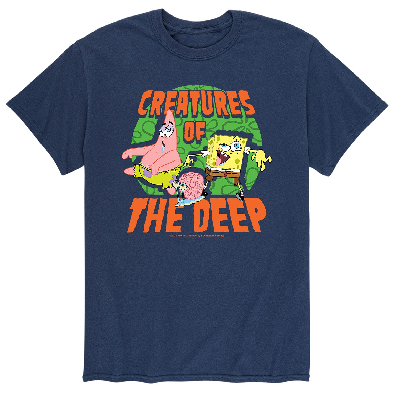 HYBRID APPAREL Spongebob Squarepants Creatures of The Deep Men's Short Sleeve Graphic T-Shirt - Casual Cotton Tee for Fans, Funny Cartoon Shirt for Everyday Wear & Gifts