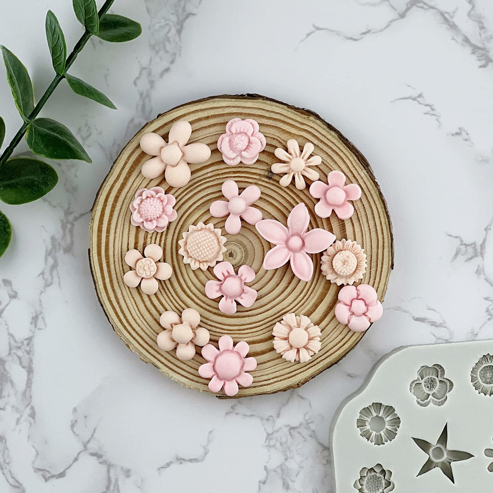 Premium 2Pcs Polymer Clay Molds for Jewelry Making - Daisy, Sunflower & Rose Miniature Silicone Molds (15 Flowers) | DIY Earrings, Pendants & Craft Decorations | Perfect for Resin Art, Polymer Clay Projects & Handmade Jewelry Gifts