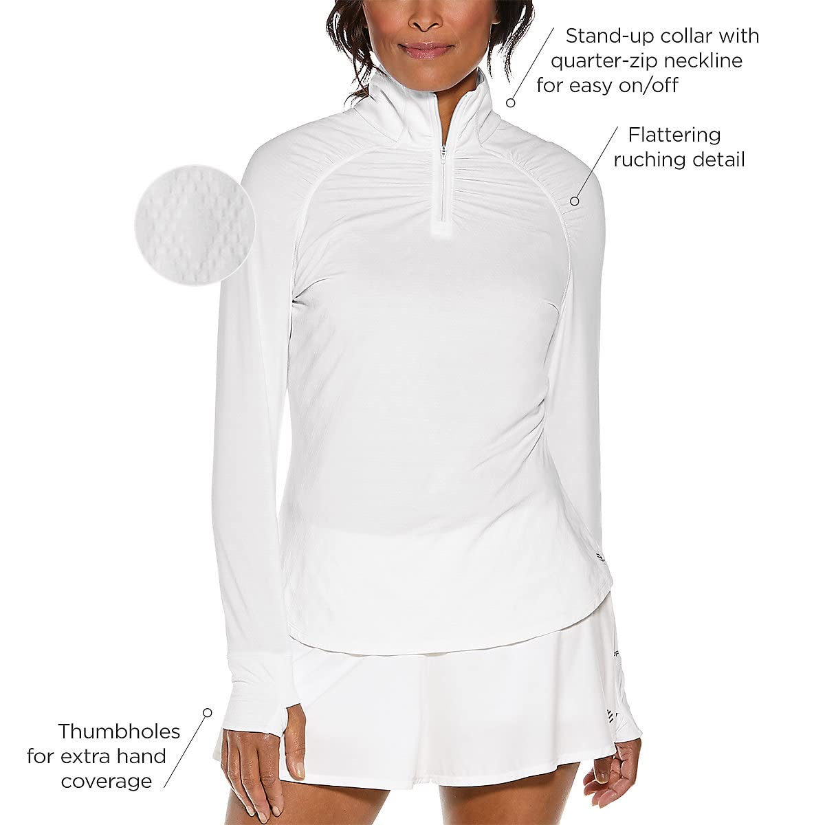 Coolibar UPF 50+ Women's Arabella Quarter-Zip Sun Protective Shirt - Lightweight UV Protection Top for Hiking, Golf & Outdoor Activities