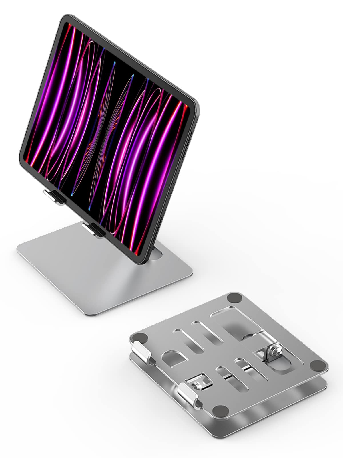 Premium Aluminum Adjustable iPad Stand for Desk - Foldable Tablet Holder Compatible with iPad Pro 12.9/11, iPad Air, Mini (6/5/4/3), 4-13