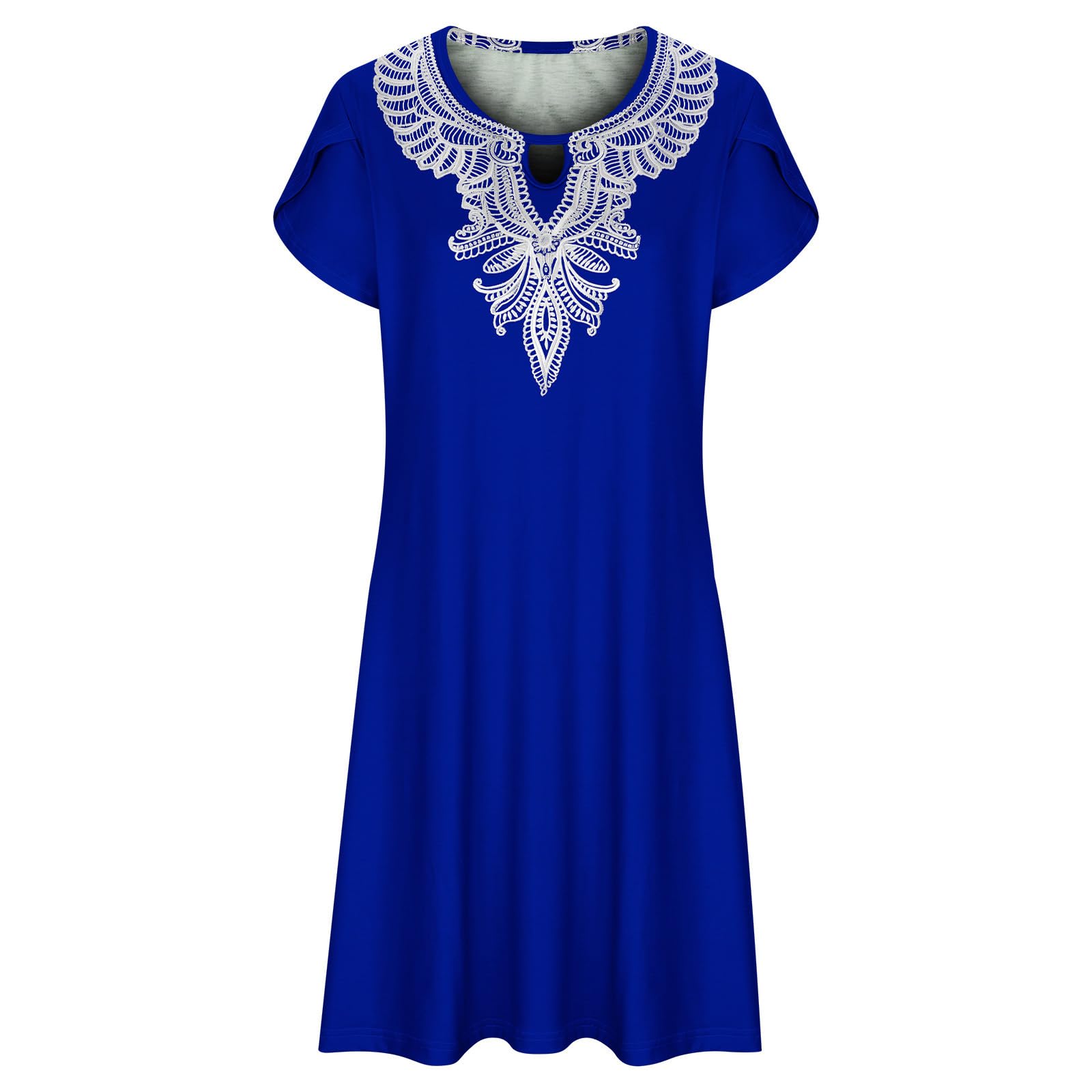 Women's Floral A-Line Mini Dress - Short Sleeve Casual T-Shirt Dress with Pockets | Perfect for Summer Beach, Vacation & Everyday Wear