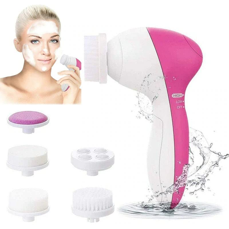 5-in-1 Multi-Function Facial Cleanser Brush - Deep Pore Cleansing, Exfoliating & Massaging (Blue) | Perfect for Daily Skincare Routine & Travel Essentials