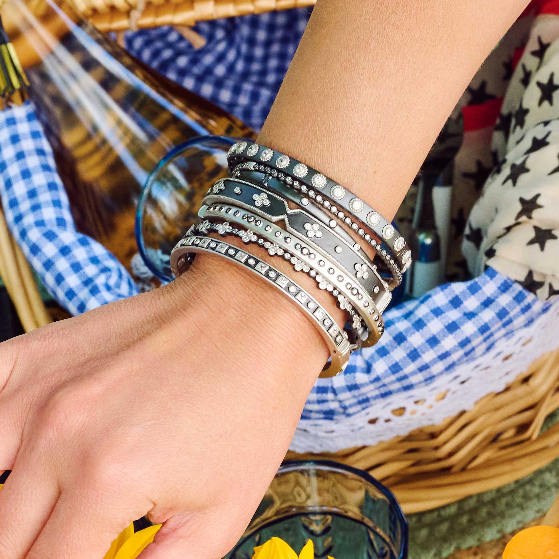 Signature Bezel Pavé Hinge Bangle - Elegant Sterling Silver Diamond Bracelet for Women, Perfect for Weddings, Anniversaries & Special Occasions