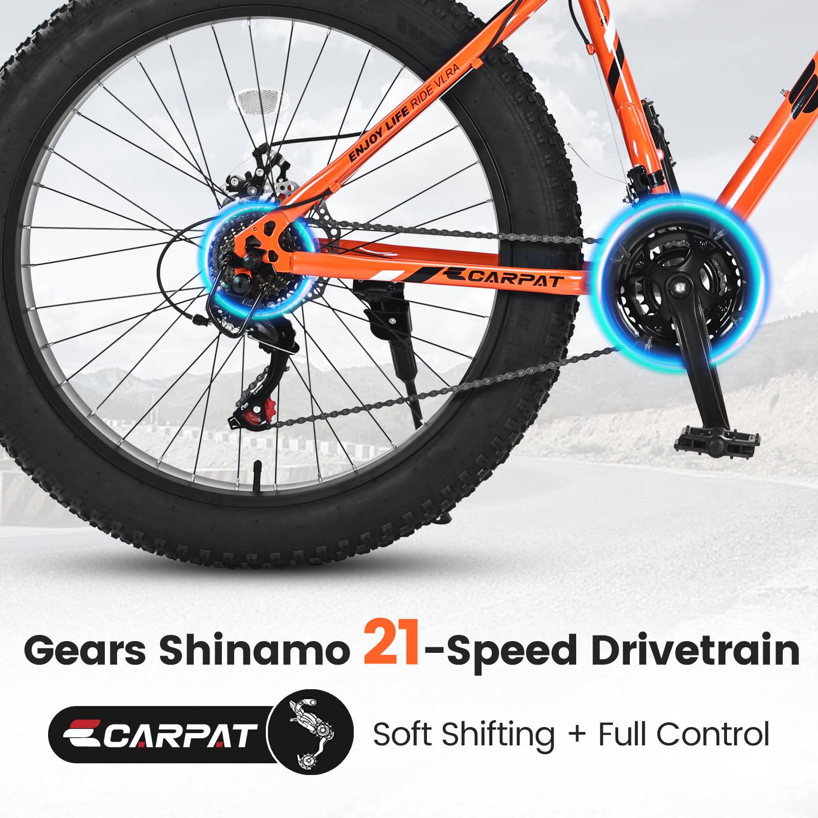 **Ecarpat 20/24/26 Inch Fat Tire Mountain Bike - 21 Speed, Dual Disc Brake, High-Carbon Steel Frame, Front Suspension - Men & Women's All-Terrain, Trail, Urban Commuter & City Bicycle for Adventure & Daily Riding**