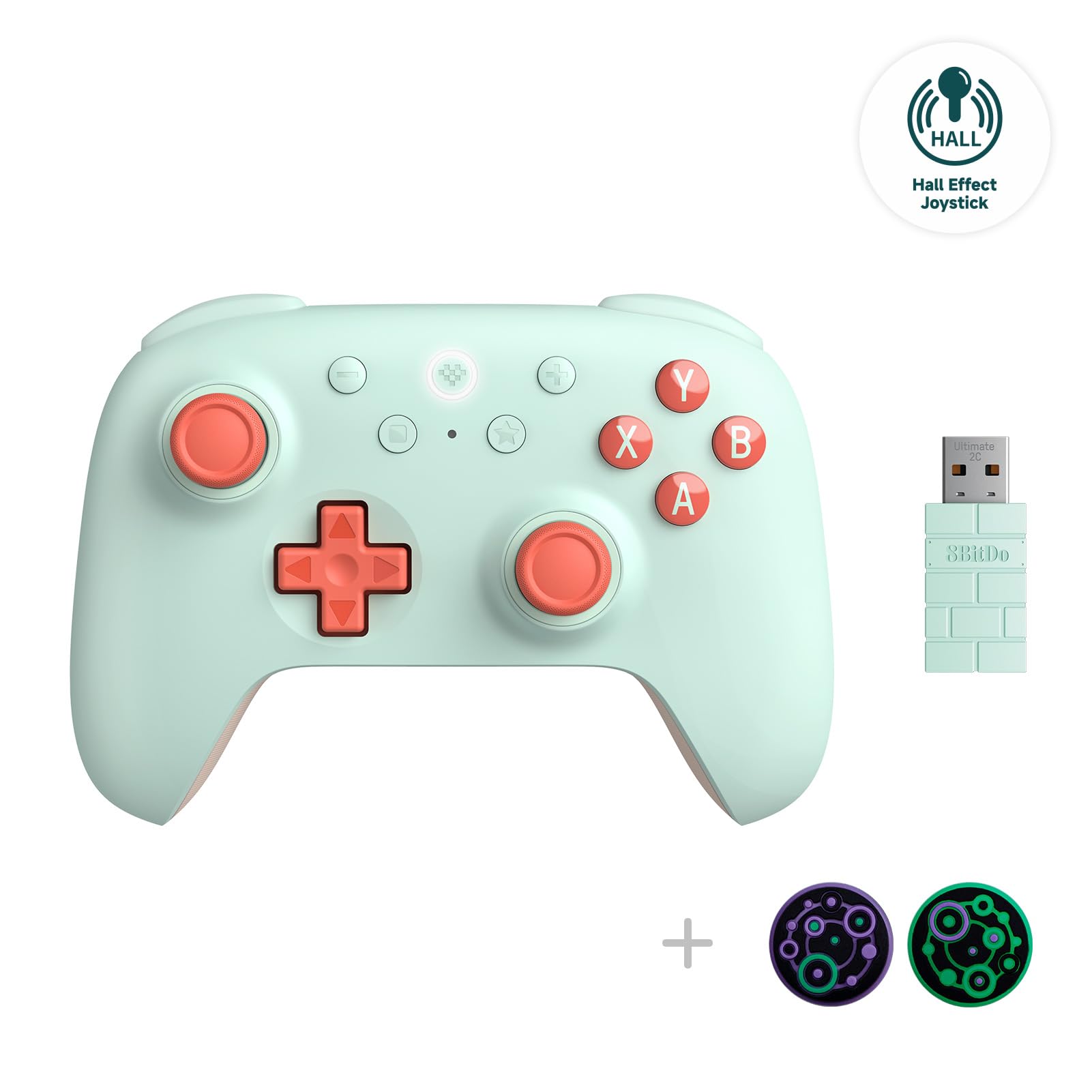 8Bitdo Ultimate 2C Wireless Controller with Hall Effect Joysticks & Triggers - Compatible with Windows PC & Android, Remappable L4/R4 Buttons, Turbo Function, Rumble Vibration (Mint Green) - Perfect for Gaming, Streaming & Cloud Gaming Sessions
