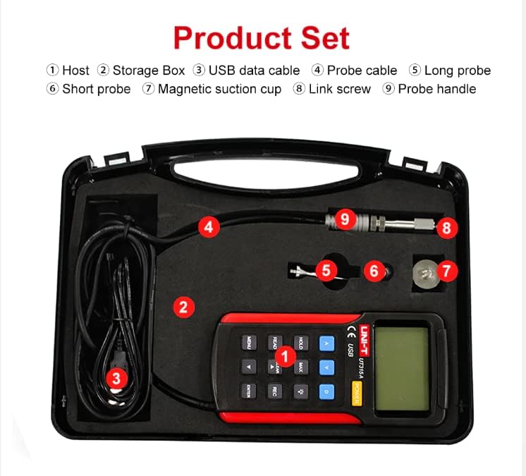 UNI-T UT315A Digital Vibration Tester - Measures Acceleration (0.1-200 m/s²), Speed (0.1-20 mm/s) & Displacement (1-2 mm) - Industrial Equipment Maintenance, Machine Condition Monitoring Tool