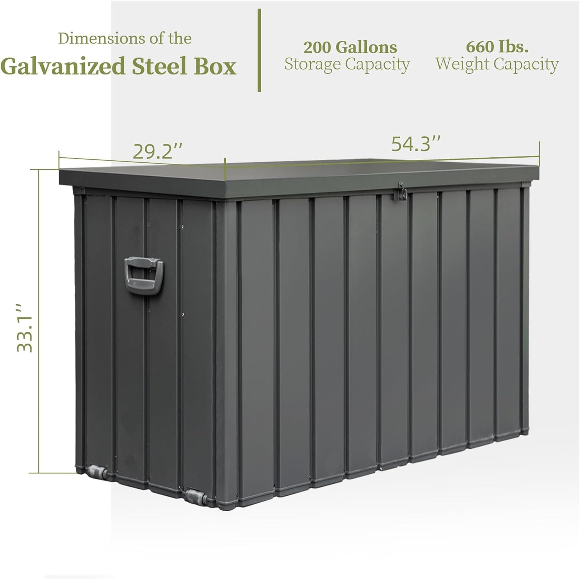 200 Gallon Outdoor Storage Deck Box - Waterproof, Lockable Large Patio Storage Bin for Cushions, Pillows & Garden Tools - Durable Dark Gray Deck Box for Backyard, Poolside & Patio Organization