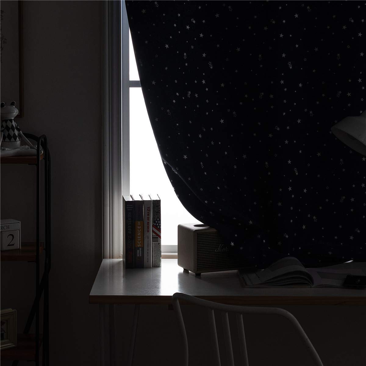 ARTIBETTER Blackout Curtains with Sparkly Star Print - Noise Reducing Thermal Insulated Window Drapes for Bedroom & Living Room - Home Decor Darkening Curtains for Better Sleep & Privacy