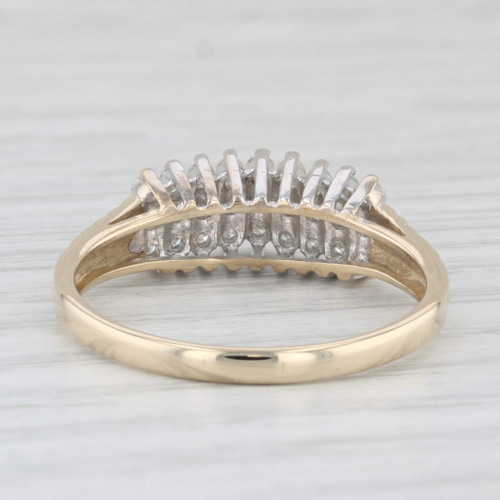 0.40ctw Diamond Stackable Pyramid Ring in 14k Yellow & White Gold - Size 10 | Elegant Wedding Band, Anniversary Gift & Everyday Luxury Jewelry for Women