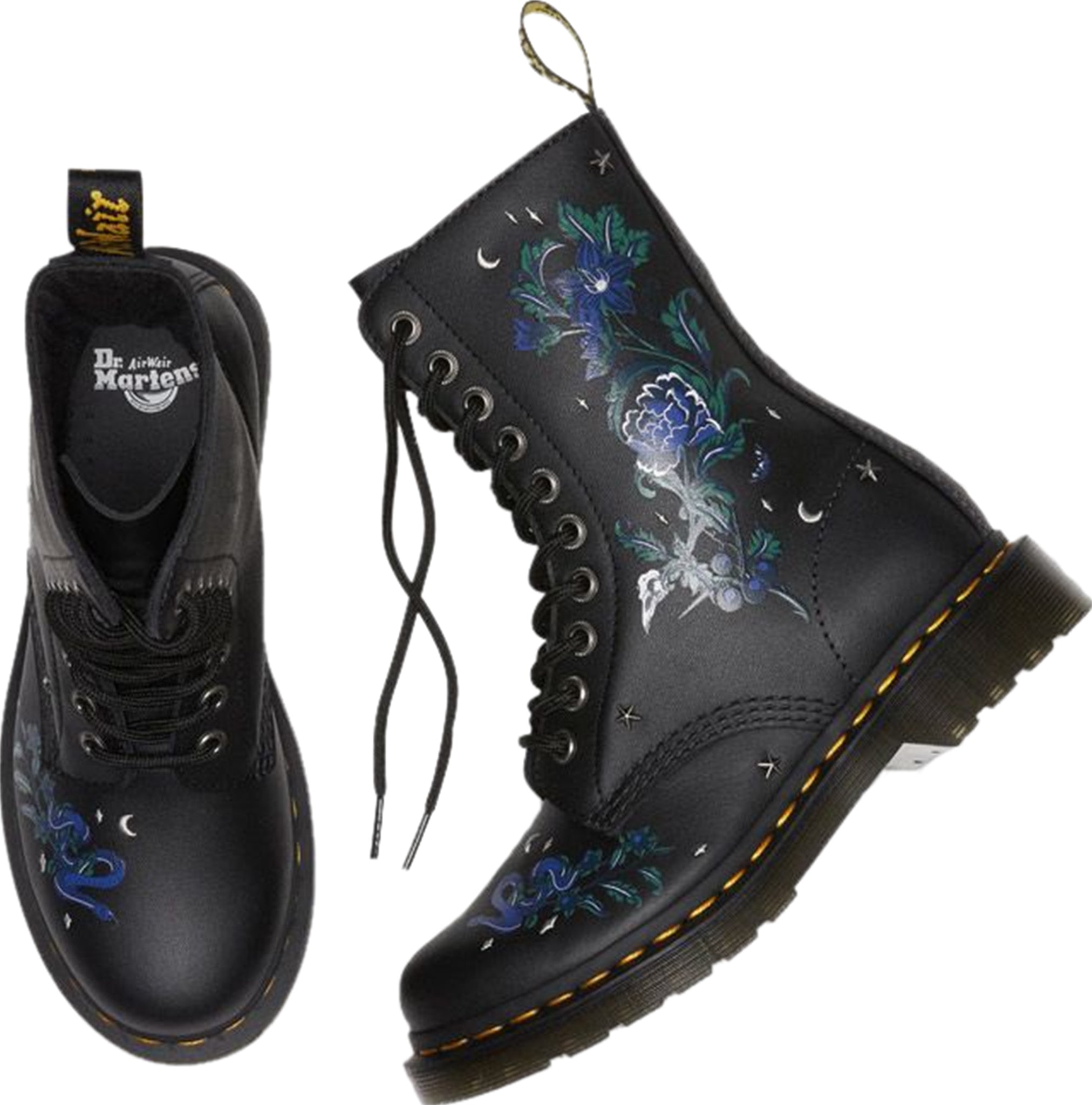 1490 Mystic Floral Leather Mid Calf Boots for Women - Stylish Knee High Boots with Floral Design | Perfect for Fall Fashion, Date Nights & Office Wear