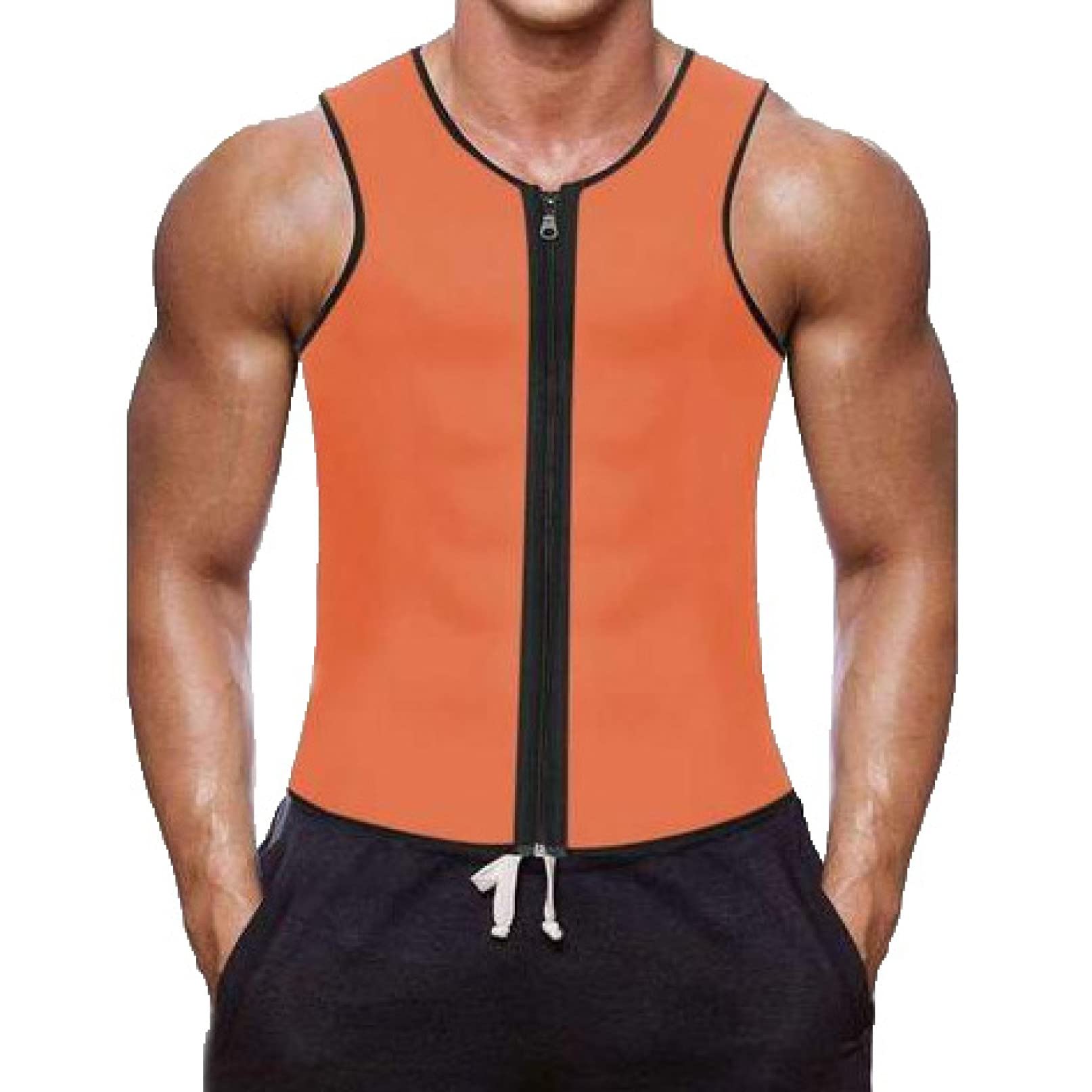 ChyJoey Men's Workout Sauna Vest with Zipper - Sweat Enhancer & Fat Burning Fitness Tank Top for Weight Loss & Body Shaping - Ideal for Gym, Running, and Home Workouts