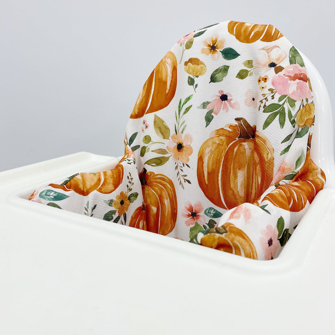 Halloween IKEA High Chair Cushion Cover - Fall Floral Pumpkin Print - Perfect for Baby Feeding & Seasonal Home Decor