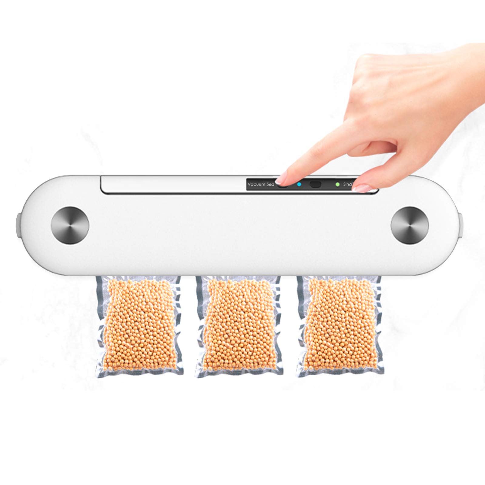 FAMKIT Compact Automatic Vacuum Sealer Machine for Food Preservation - Portable Air Sealing System with LED Indicator - Ideal for Meal Prep, Sous Vide, Freezer Storage & Travel Food Organization