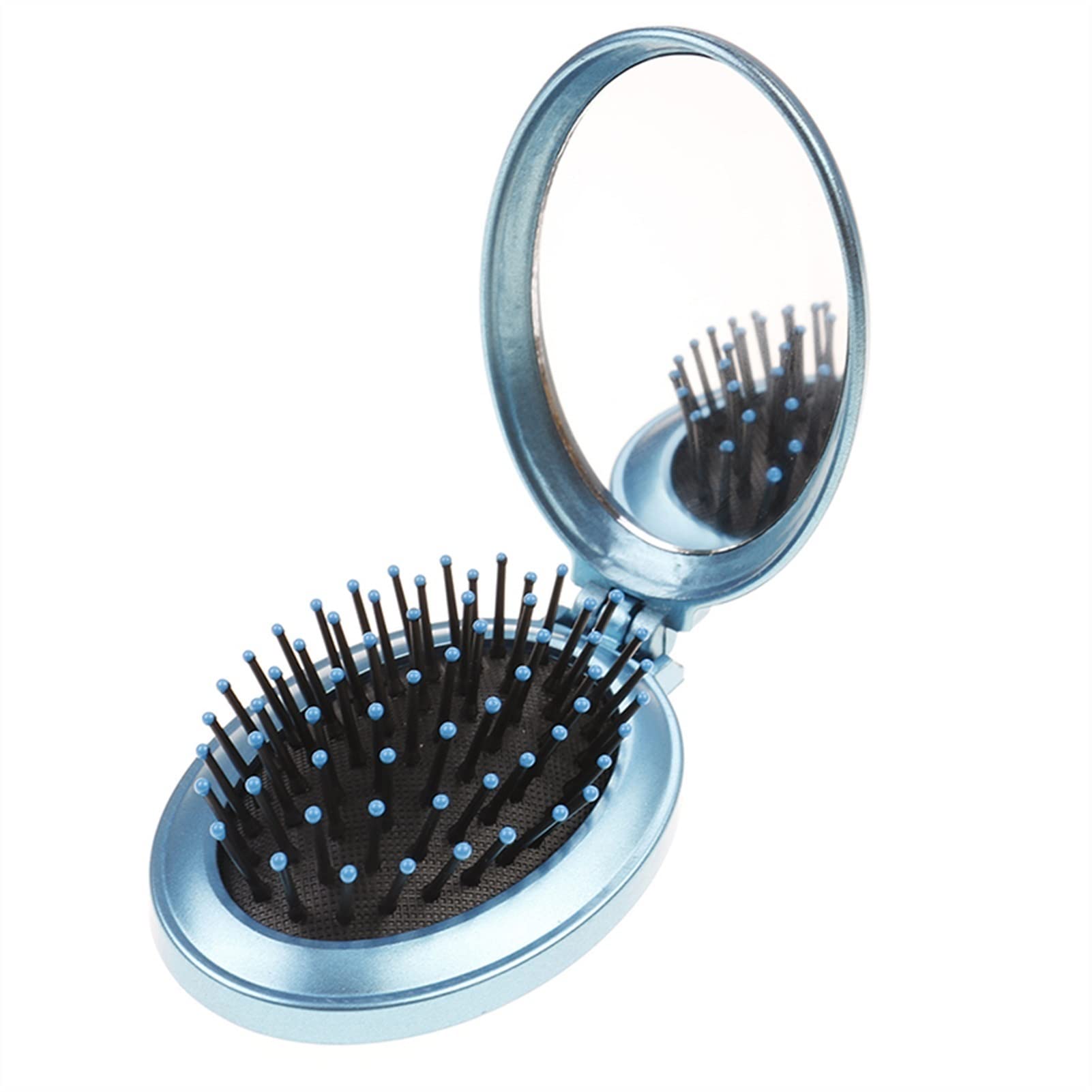 Portable Travel Hairbrush Comb - Detangling & Massage Comb for Wet & Dry Hair, Folding Mirror Hairbrush for Daily Hair Care - Perfect for Travel, Gym, and On-the-Go Styling