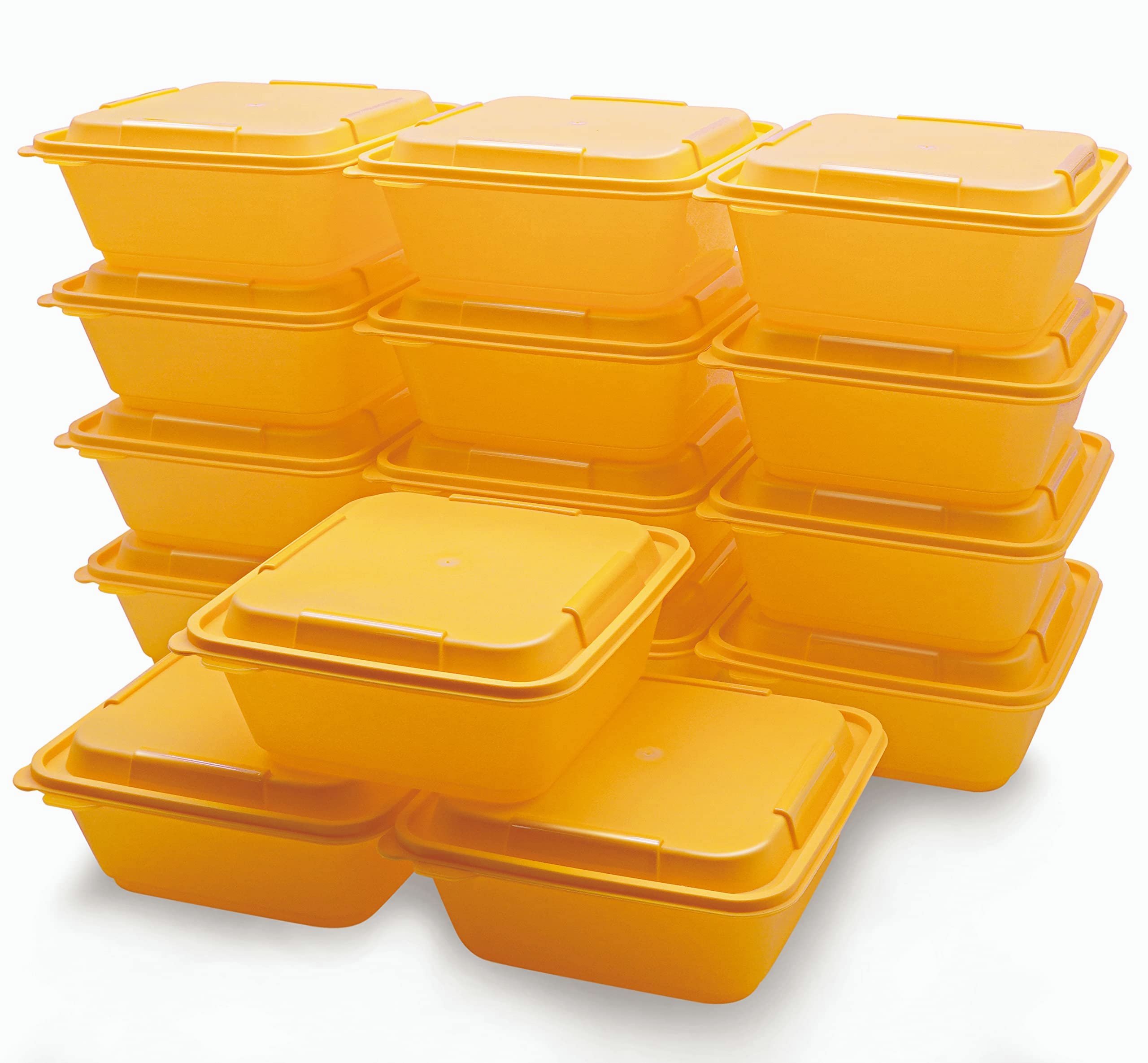 15 Pack Bento Boxes - BPA Free Plastic Food Storage Containers with Lids | Microwave, Dishwasher & Fridge Safe | Meal Prep, Lunch Box for Office, School & Picnic | Square Reusable Containers (22 oz)