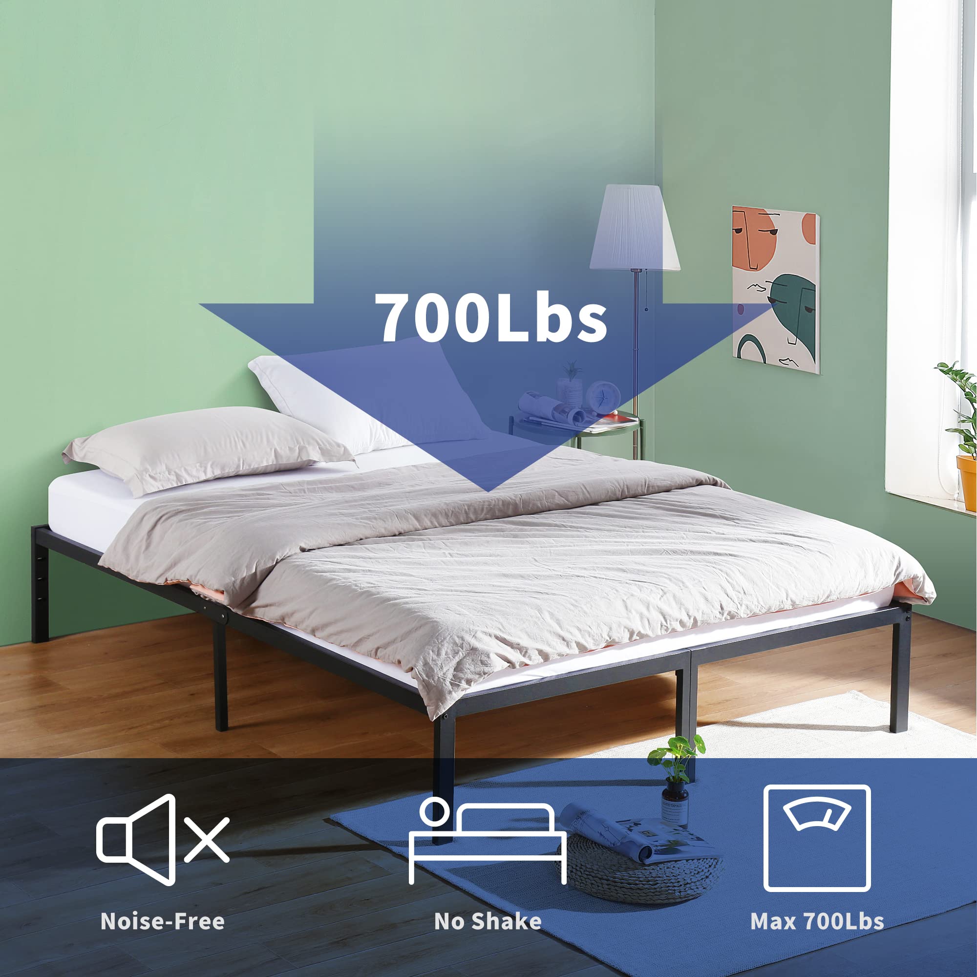 Olee Sleep Twin Mattress and Steel Slat Bed Frame Bundle - 10 Inch Cooling Gel Memory Foam Mattress with 18 Inch Sturdy Platform Bed Frame | Perfect for Guest Rooms, Dorms, and Small Spaces