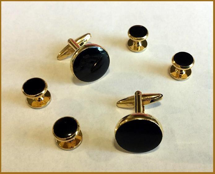Elegant Black & Gold Tuxedo Cufflinks and Stud Set for Men - Perfect for Weddings, Prom & Formal Events