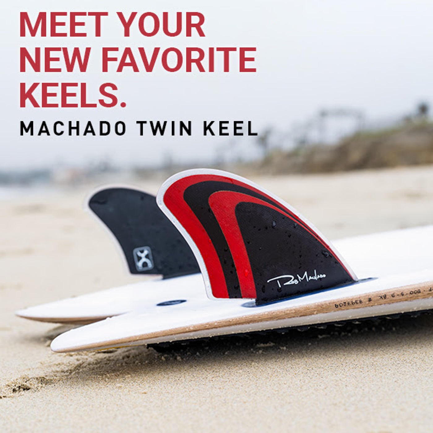 Endorfins TWIN Machado Twin Keel Single Tab Surfboard Fin - Red/Black (Fits FUTURES Fin Box, Screw-In Installation) - Perfect for Shortboards & Performance Surfing