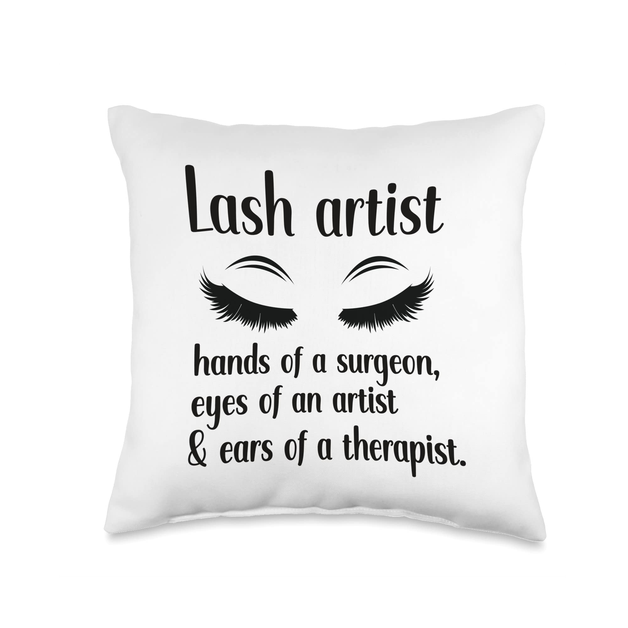 Lash Cute Definition Eyelash Artist Throw Pillow - 16x16 Inches Multicolor Decorative Cushion for Bedroom, Living Room & Home Decor