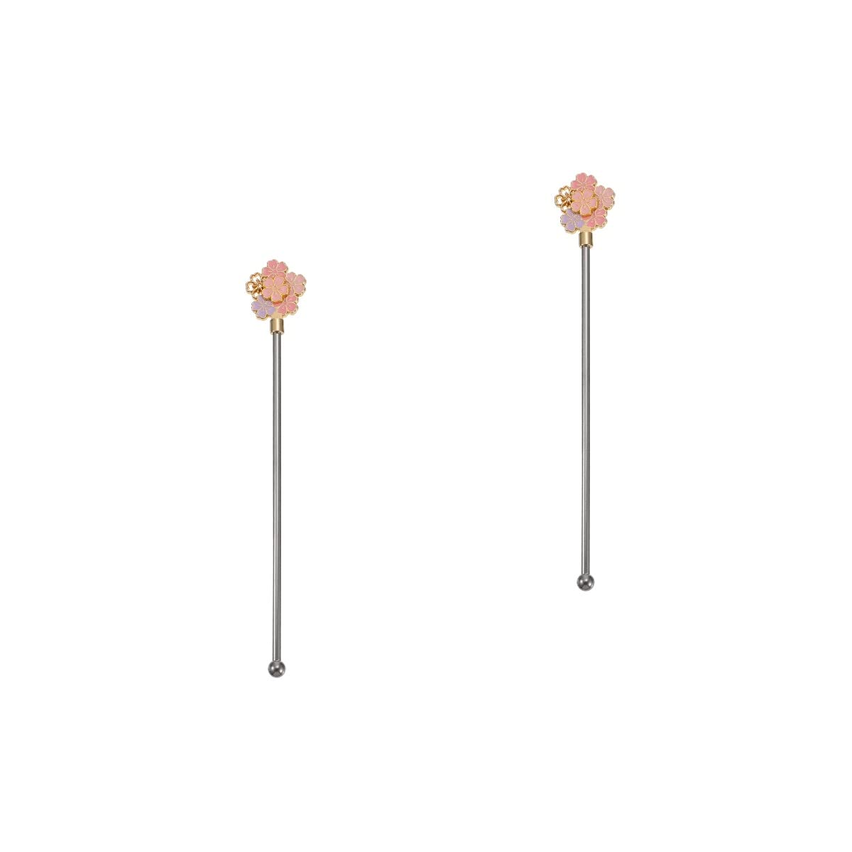 Professional Cocktail Mixing Spoon Set - 2 Pcs Stainless Steel Bar Stirring Rods with Decorative Wine Flower Sticks for Home Bartending & Cocktail Making | Perfect for Mojitos, Martinis & Mixed Drinks