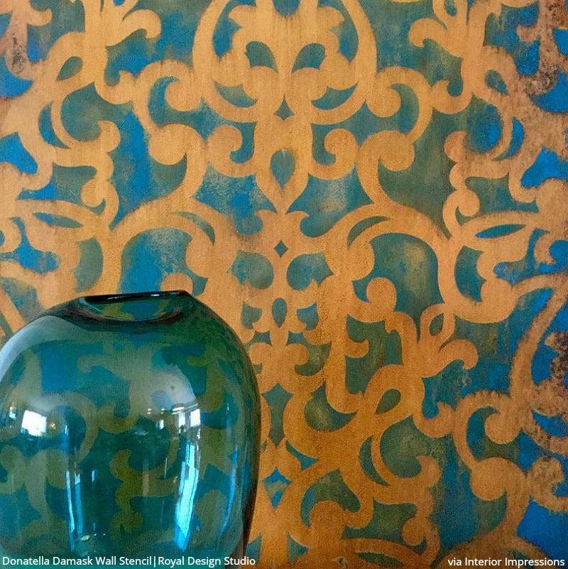Donatella Damask Stencil - Reusable Wall Stencils for Painting, DIY Home Decor, Furniture & Crafts | Perfect for Bedroom, Living Room, and Wedding Decorations