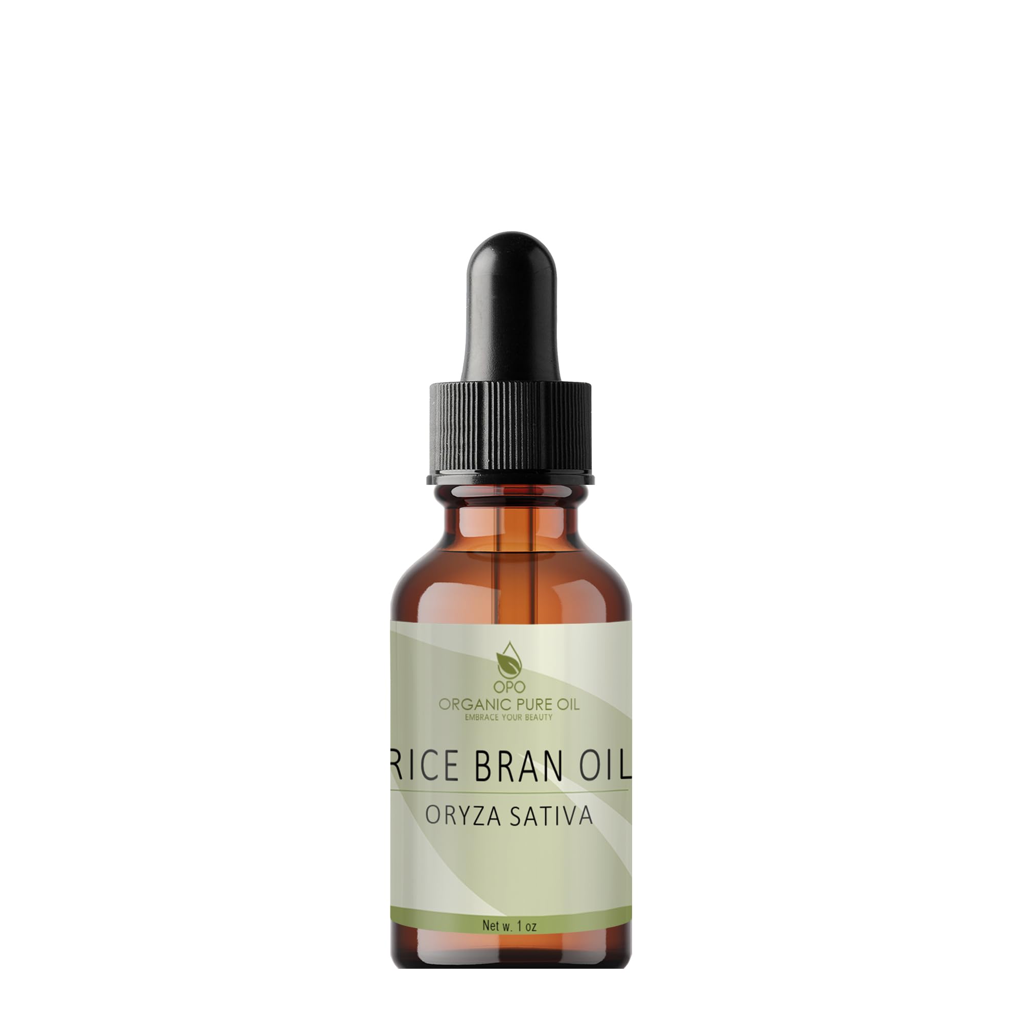 Organic Pure Rice Bran Oil for Hair, Skin & Scalp - All Natural Moisturizer for Body Care - 1oz Glass Bottle with Dropper - Perfect for DIY Beauty, Massage & Aromatherapy