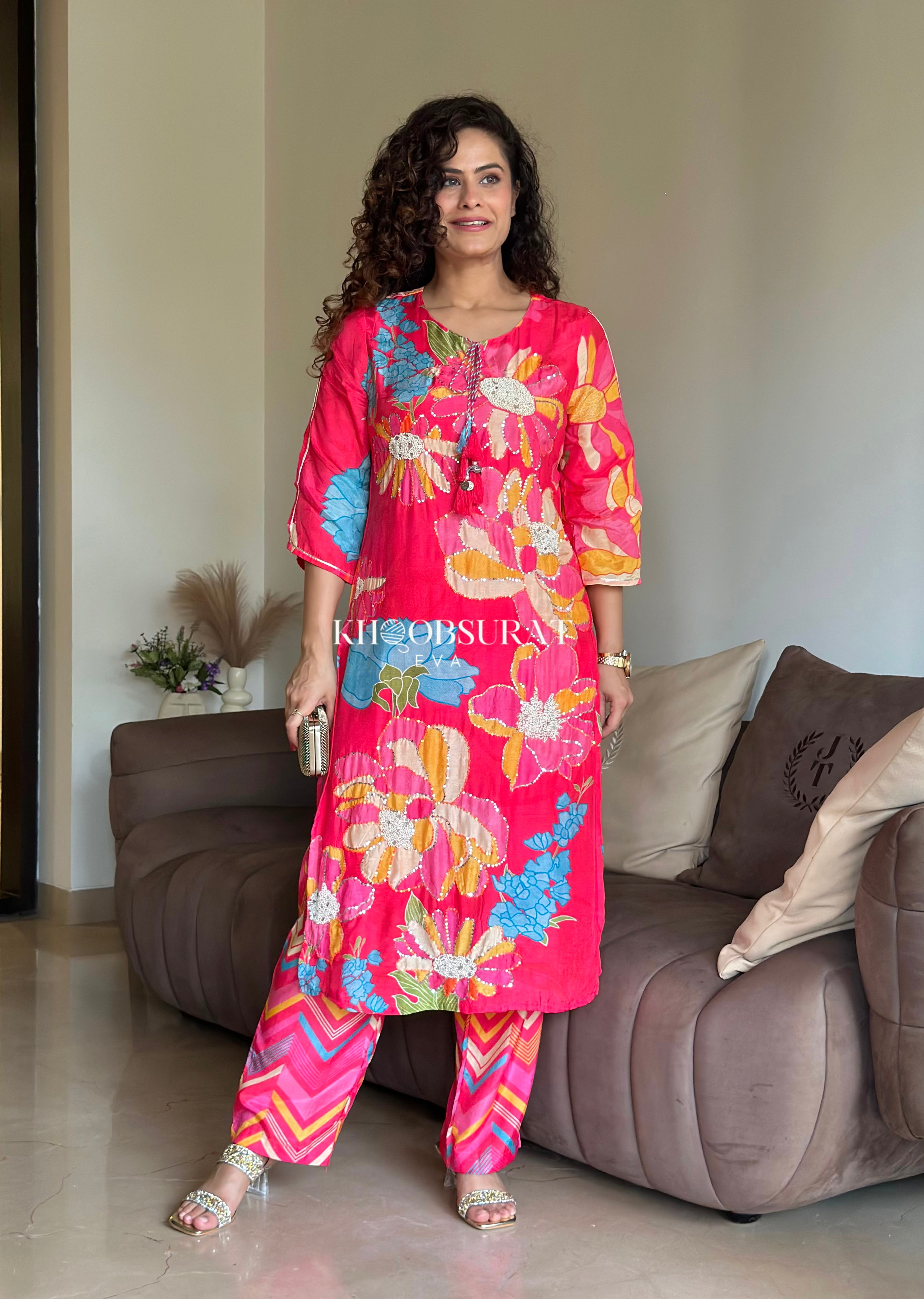 Stylish Pink Matching Outfit Set for Women - Trendy Festive Coord Set for Parties, Holidays & Special Occasions
