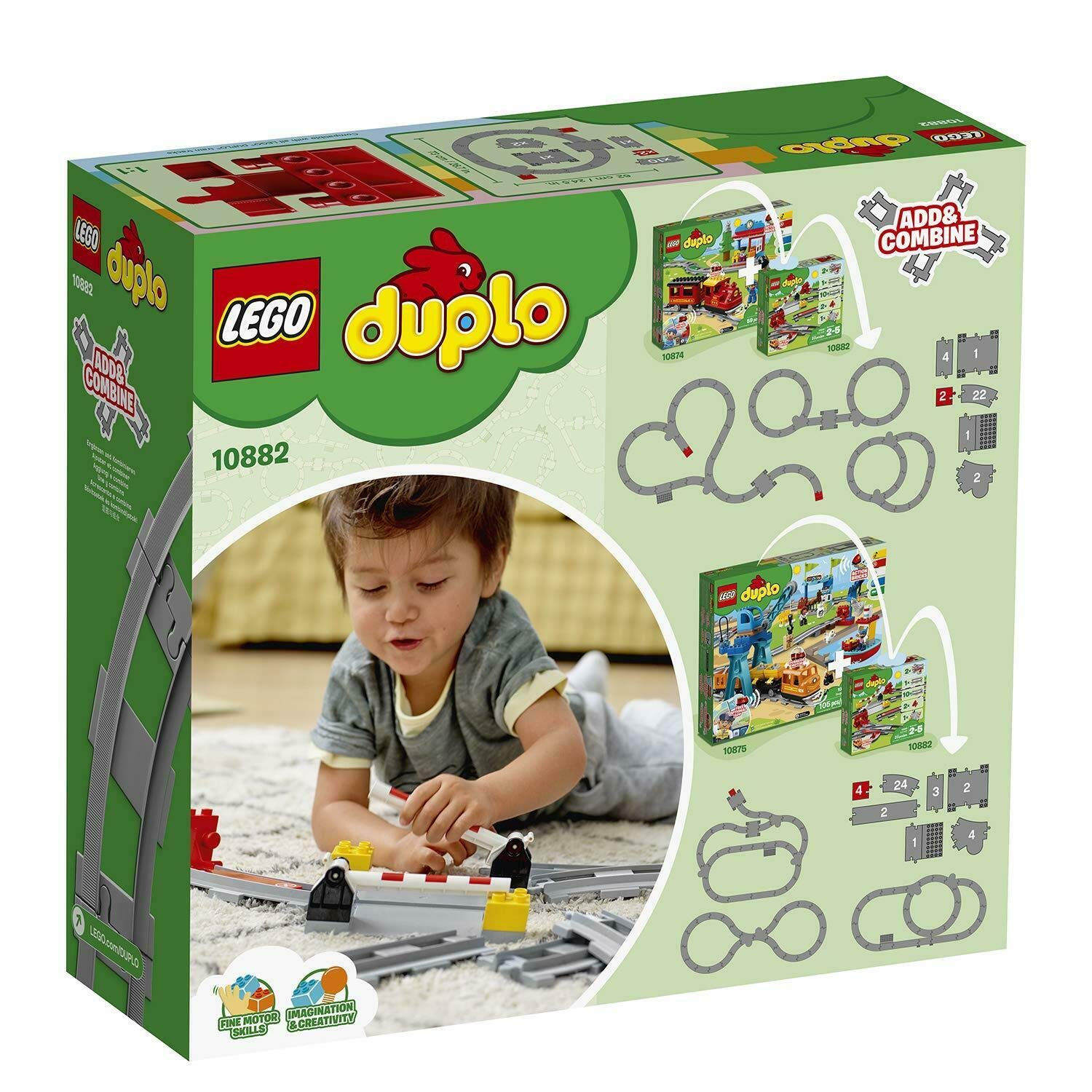 LEGO Duplo Steam Train Set (10874) with Railway Bridge (10872) & Tracks (10882) – Educational Building Blocks Toy for Toddlers – Perfect for Pretend Play & Early STEM Learning