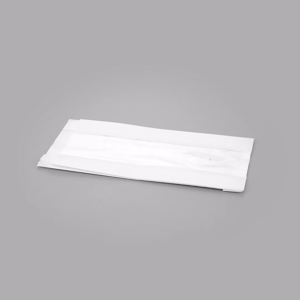 White Paper Bread Bags - Micro Perforated, Greaseproof, Wheat Pattern (5.75