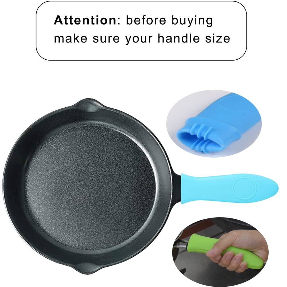 3Pcs Heat Resistant Silicone Handle Covers for Cast Iron Skillets, Frying Pans & Griddles - Non-Slip Oven Safe Pot Handle Grips (Green) - Perfect for Cooking, Baking & Kitchen Safety