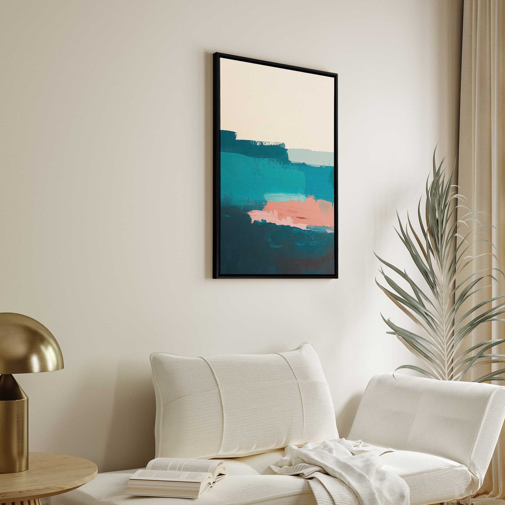 Azure Reverie v2 Canvas Wall Art Print - Modern Abstract Painting for Living Room, Bedroom & Office Decor