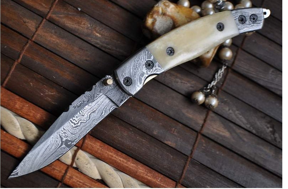 Perkin Knives - Handmade Damascus Steel Folding Pocket Knife - Artistic EDC Tool for Camping, Hiking & Outdoor Adventures