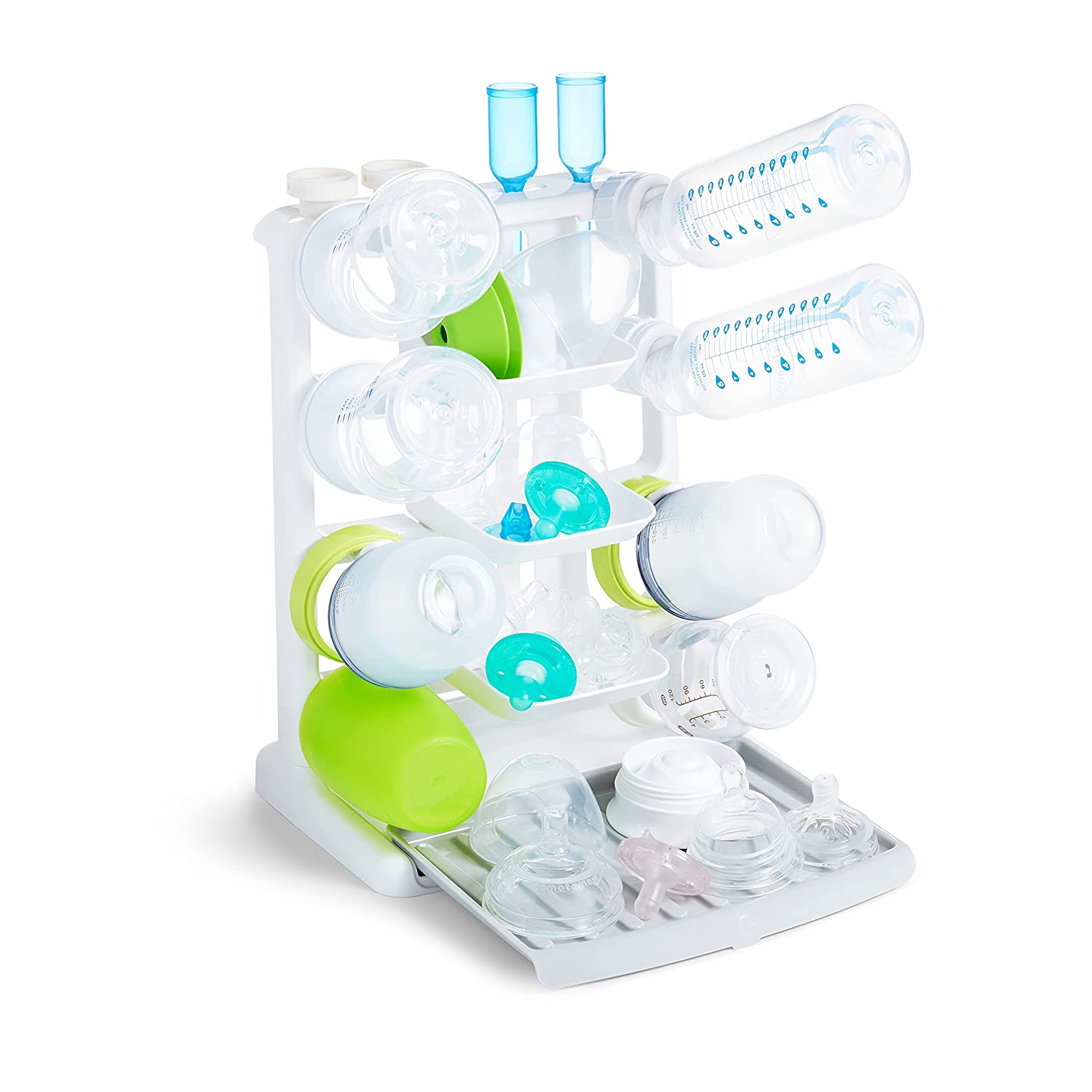 Munchkin Tidy Drying Bottle Rack - Space Saving Baby Bottle Drying Stand for Nursery, Kitchen & Travel | Dishwasher Safe & BPA Free