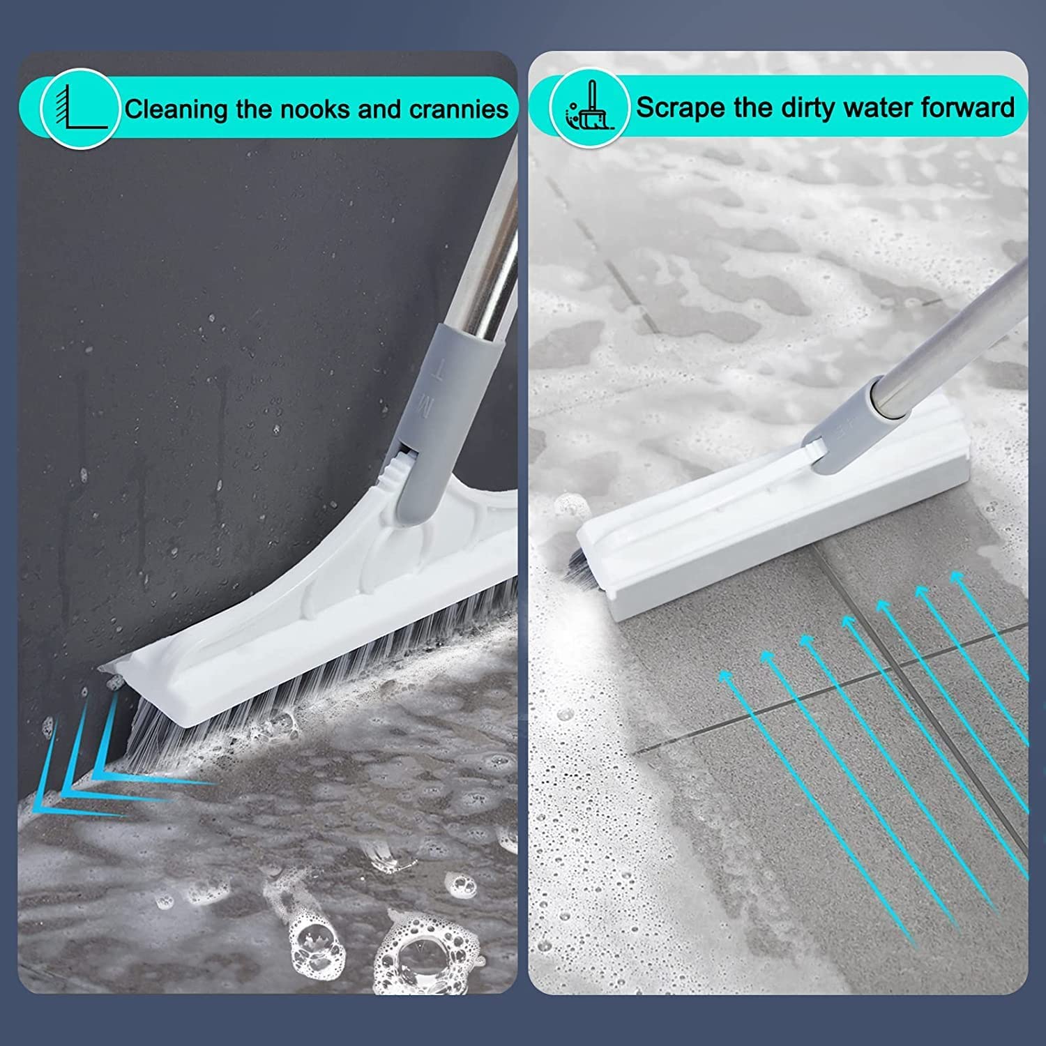 Vivatra Long Handle Bathroom Cleaning Brush - Heavy Duty Tile & Floor Scrubber with Ergonomic Grip - Perfect for Shower, Bathtub, and Grout Cleaning (1-Pack) - Ideal for Deep Cleaning Bathrooms, Kitchens, and Hard-to-Reach Areas