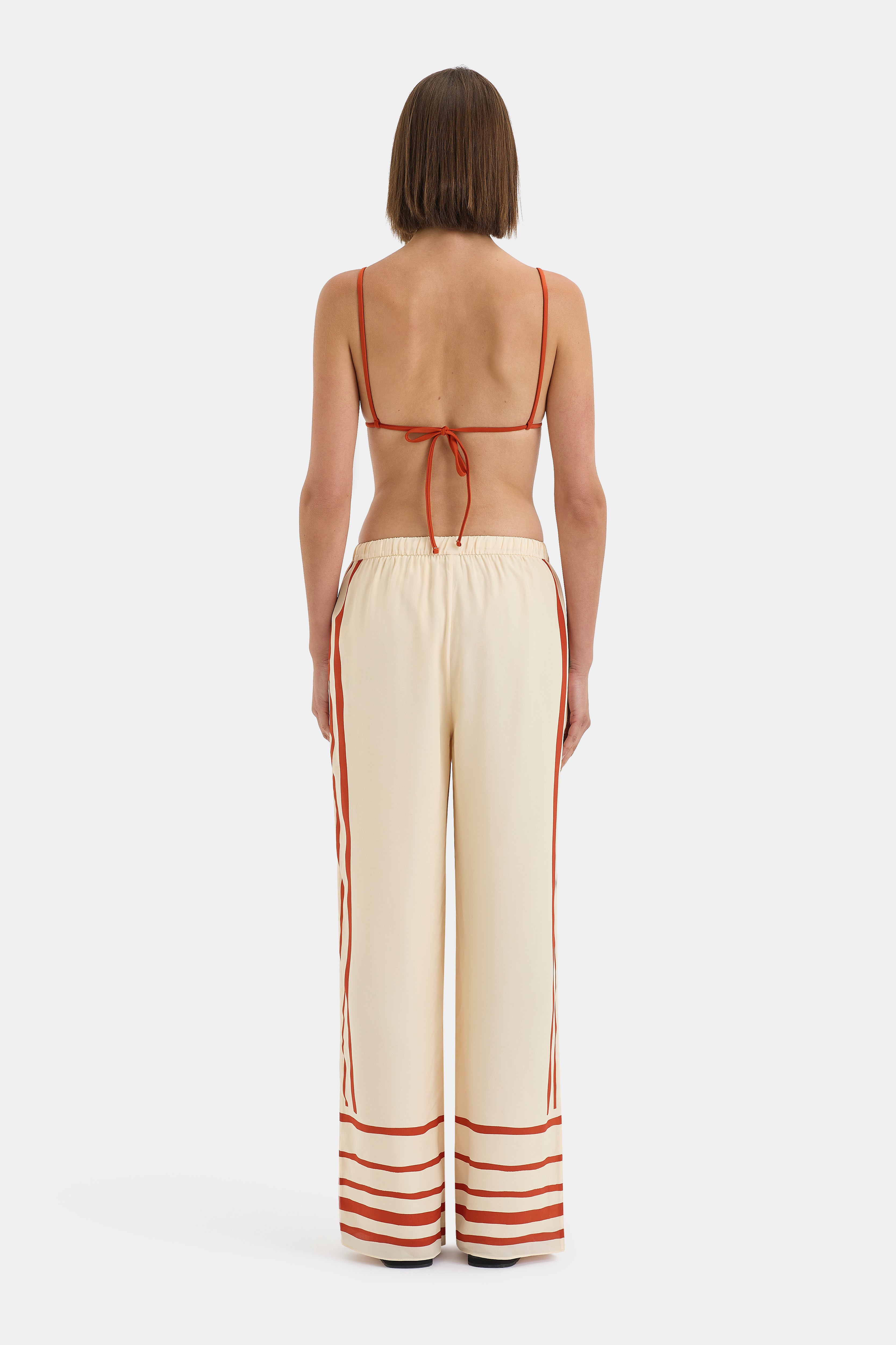 Calla Pant Hibiscus Stripe Floral Print Women's Pants - Perfect for Casual Wear, Summer Outfits, and Beach Vacations