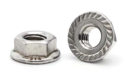 316 Stainless Steel Serrated Flange Nuts #10-24 (Pack of 25) - Ideal for Automotive, Machinery & DIY Projects