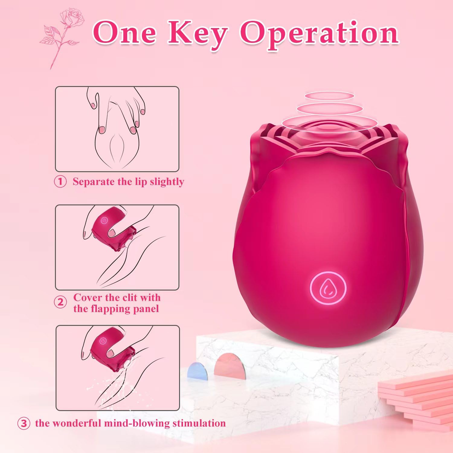 Rose Toys Clitoral Vibrator for Women - 7 Powerful Vibration Modes, Rechargeable G-Spot Stimulator, Adult Sex Toy for Clitoral & Nipple Pleasure | Perfect for Solo Play & Couples Intimacy (Red)