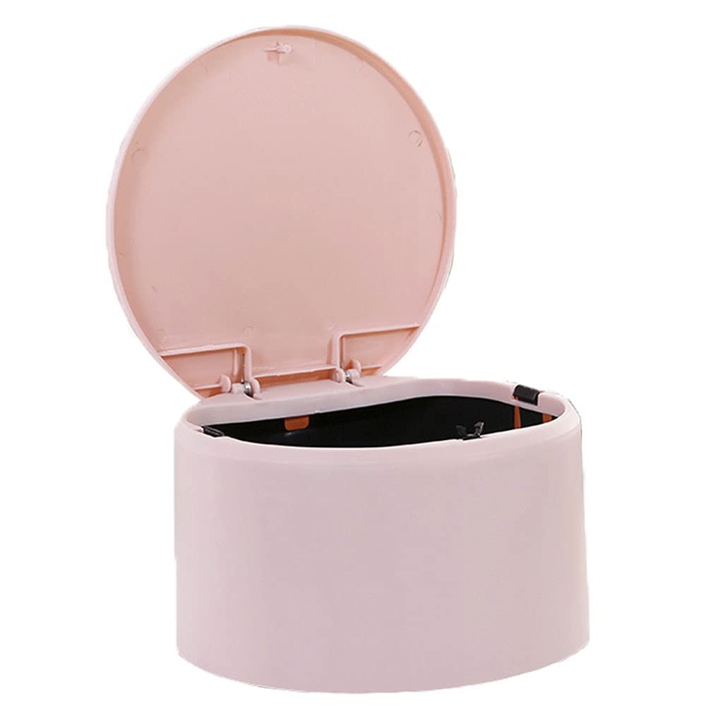 YIFEI2013-SHOP Small Desktop Trash Can - Mini Round Press Top Garbage Bin with Candy Colors, Perfect for Office, Bedroom, and Bathroom Storage (Pink)