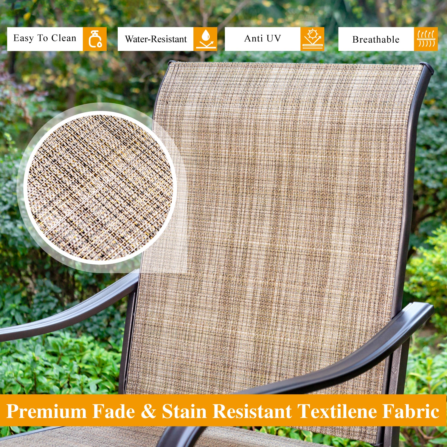 Sophia & William 2-Piece Outdoor Swivel Bar Stool Set with Textilene Seats & Reinforced Metal Base - Includes Square High Bar Table - Perfect for Patio, Deck, Poolside & Backyard Entertaining