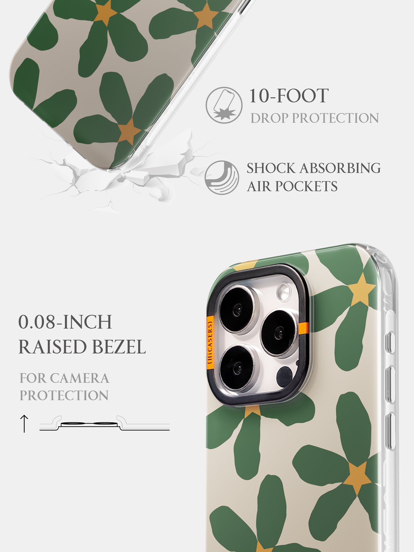Starry Blossom Phone Case Khaki - Trendy Protective Cover for iPhone & Samsung - Perfect for Everyday Use, Travel & Outdoor Activities
