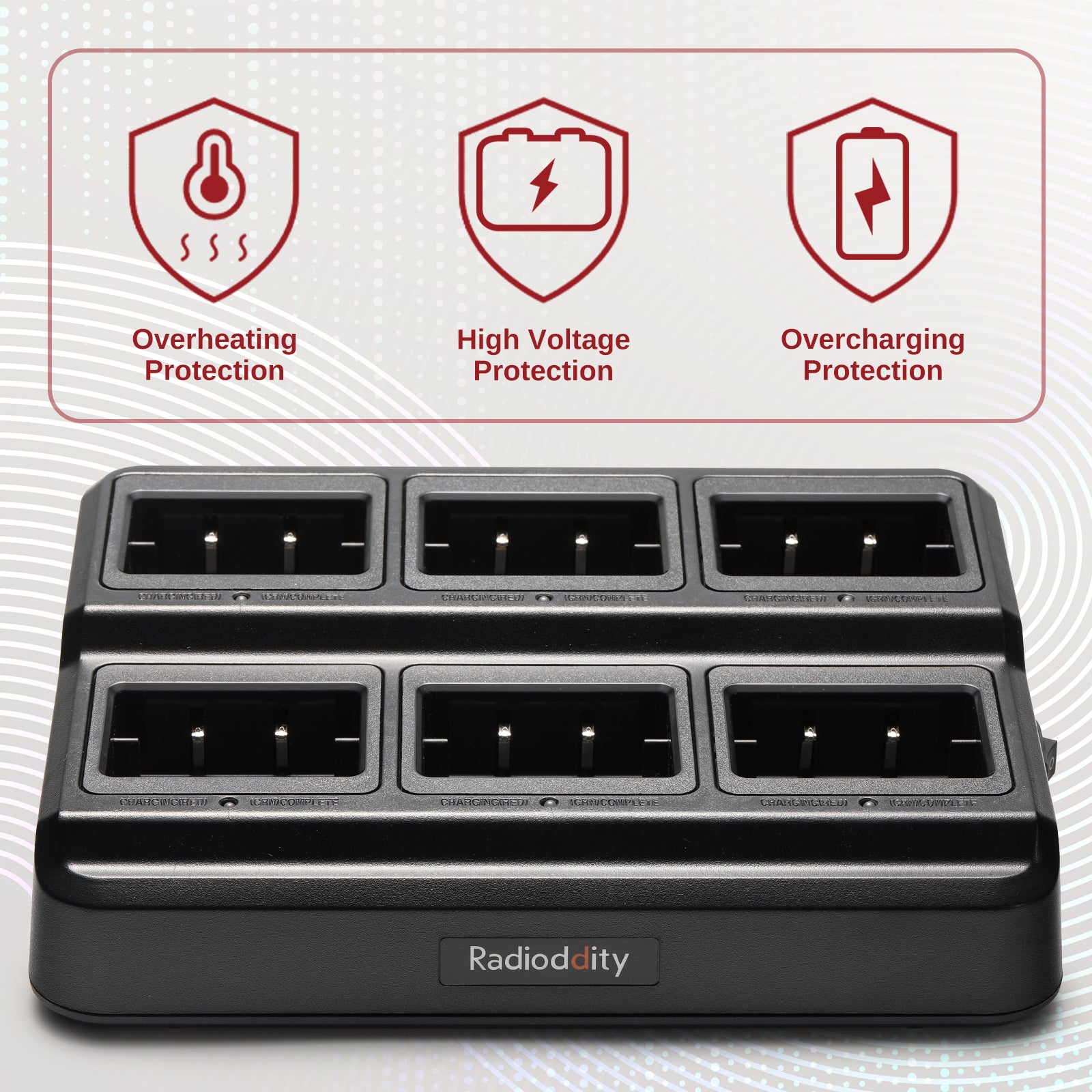 Radioddity GM-30 6-Way Multi-Unit Charger Station | Fast Bulk Charging Dock for GM-30 Two-Way Radios | Perfect for Security Teams, Event Staff & Emergency Responders
