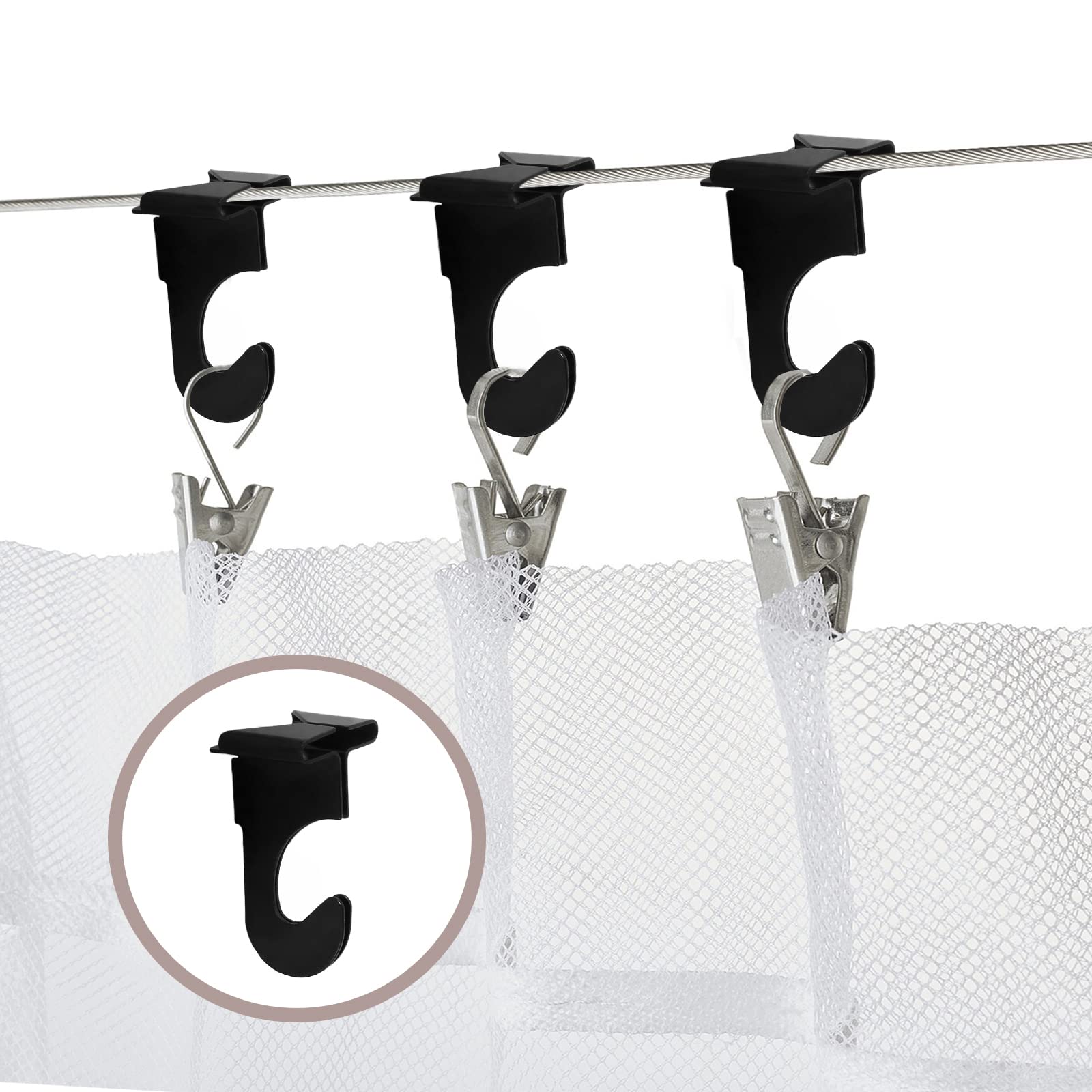20 Pack Black Metal Drop Ceiling Hooks - T-Bar Track Suspended Grid Clips for Hanging Plants, Lights & Decorations (Perfect for Home, Office & Commercial Use)