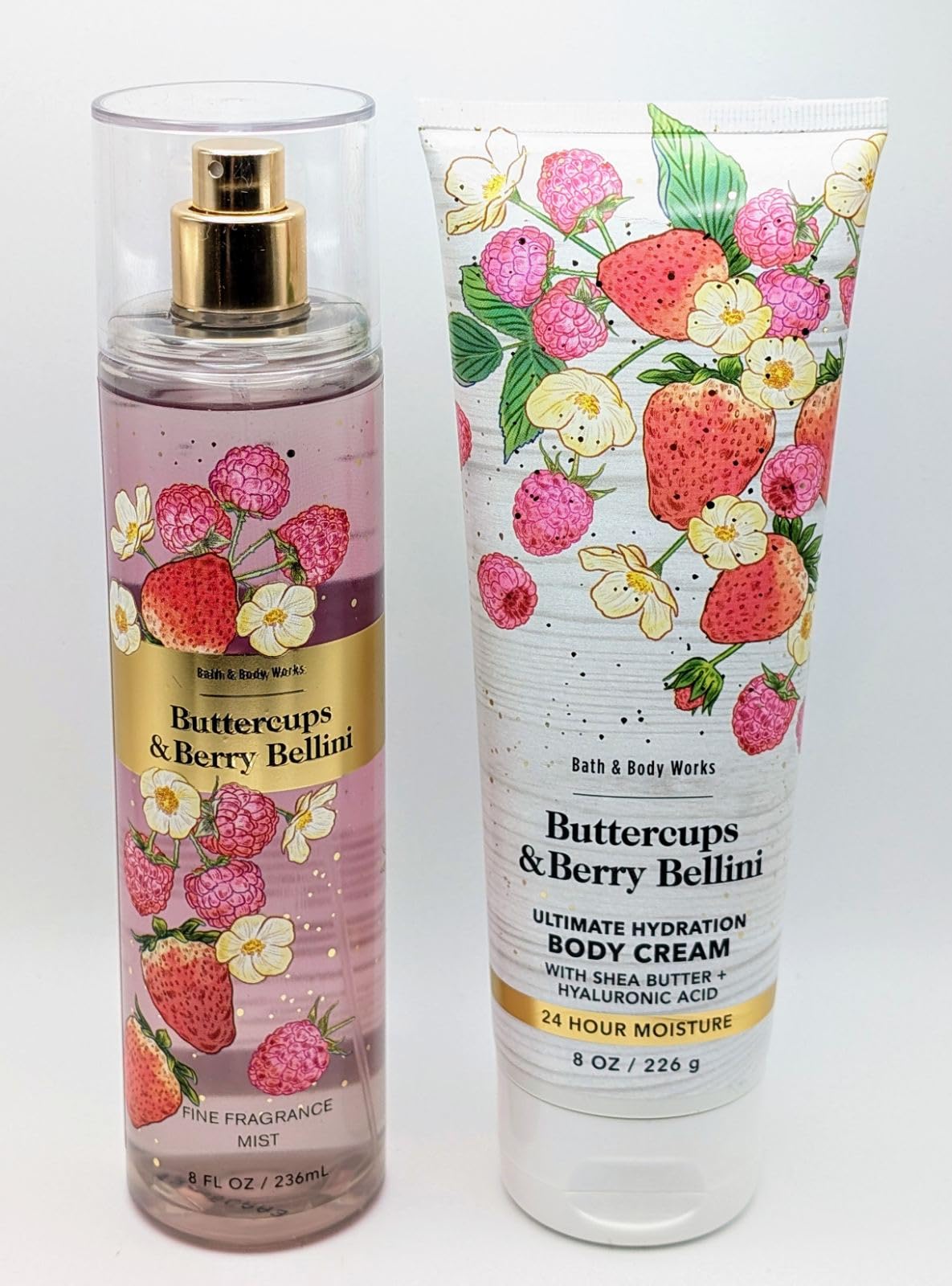 Buttercups & Berry Bellini Body Cream & Fragrance Mist Set - 2 Piece Bath & Body Gift for Women | Moisturizing & Scented Skincare Duo for Daily Hydration & Relaxation