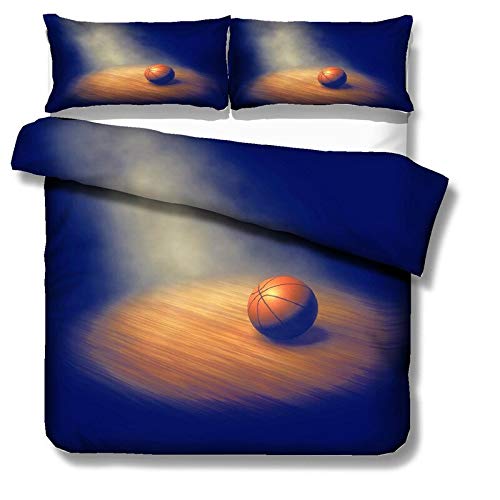 **Basketball Themed 3D Bedding Set for Kids - Full/King/Twin/Queen Size Duvet Cover with Pillowcases - Soft & Breathable Bed Linens for Boys & Girls - Perfect for Bedrooms, Dorms, and Sleepovers**