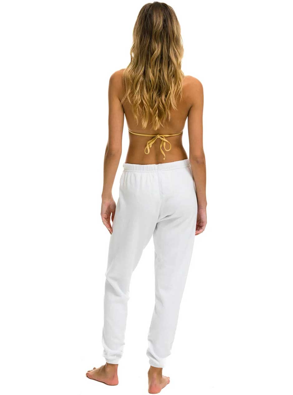 Aviator Nation Women's Logo Sweatpants - Soft Fleece Joggers with Signature Branding | White | Perfect for Lounge, Yoga & Casual Wear