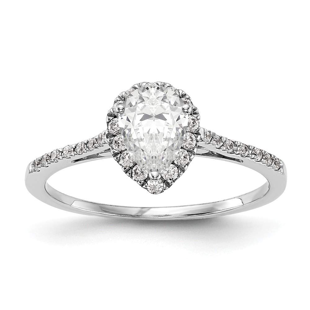 14K White Gold Moissanite Pear Halo Engagement Ring for Women - Elegant Wedding Band, Anniversary Gift, Promise Ring for Her (Perfect for Proposals, Bridal Jewelry & Special Occasions)